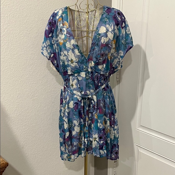 Free People Floral Pattern Dress, Tie Waist - Picture 1 of 5